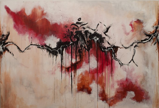 Om in Desperation, 46” X 67”, Acrylic on Canvas