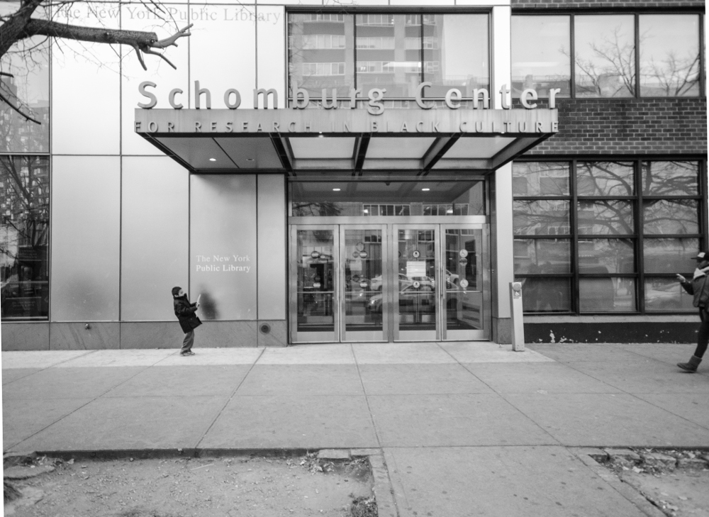 The Schomburg Center is a historic institution of American culture and Black history. This history, Dr. Muhammad explained, includes the complicated racial politics of Stop and Frisk practices. Photo by Thomas L. Mariadason.