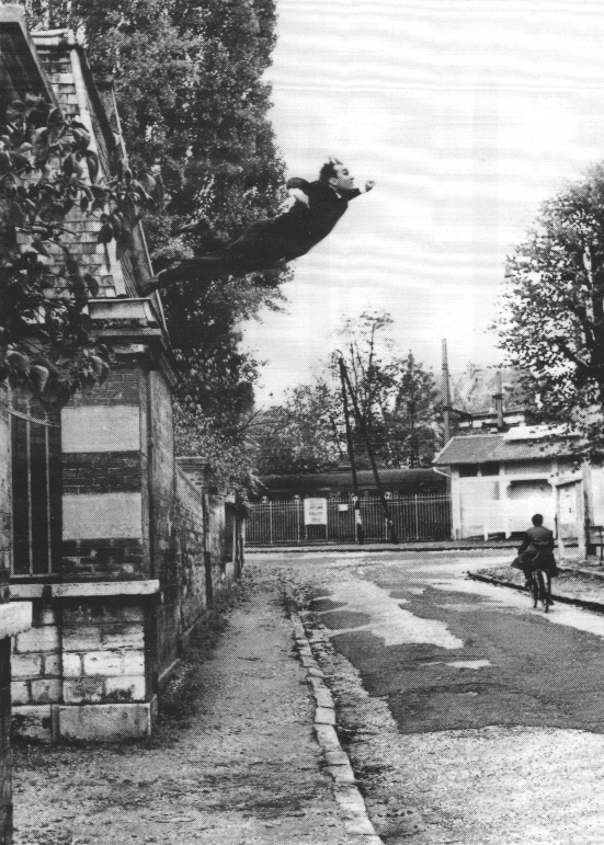 Yves Klein, photographed by Harry Shunk and Janos Kender. Leap into the Void (1960). Gelatin silver print. 25.9 x 20 cm. The Metropolitan Museum of Art.