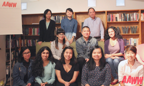 Eric Tang (second row, second from left) with the staff and interns of the Asian American Writers' Workshop.