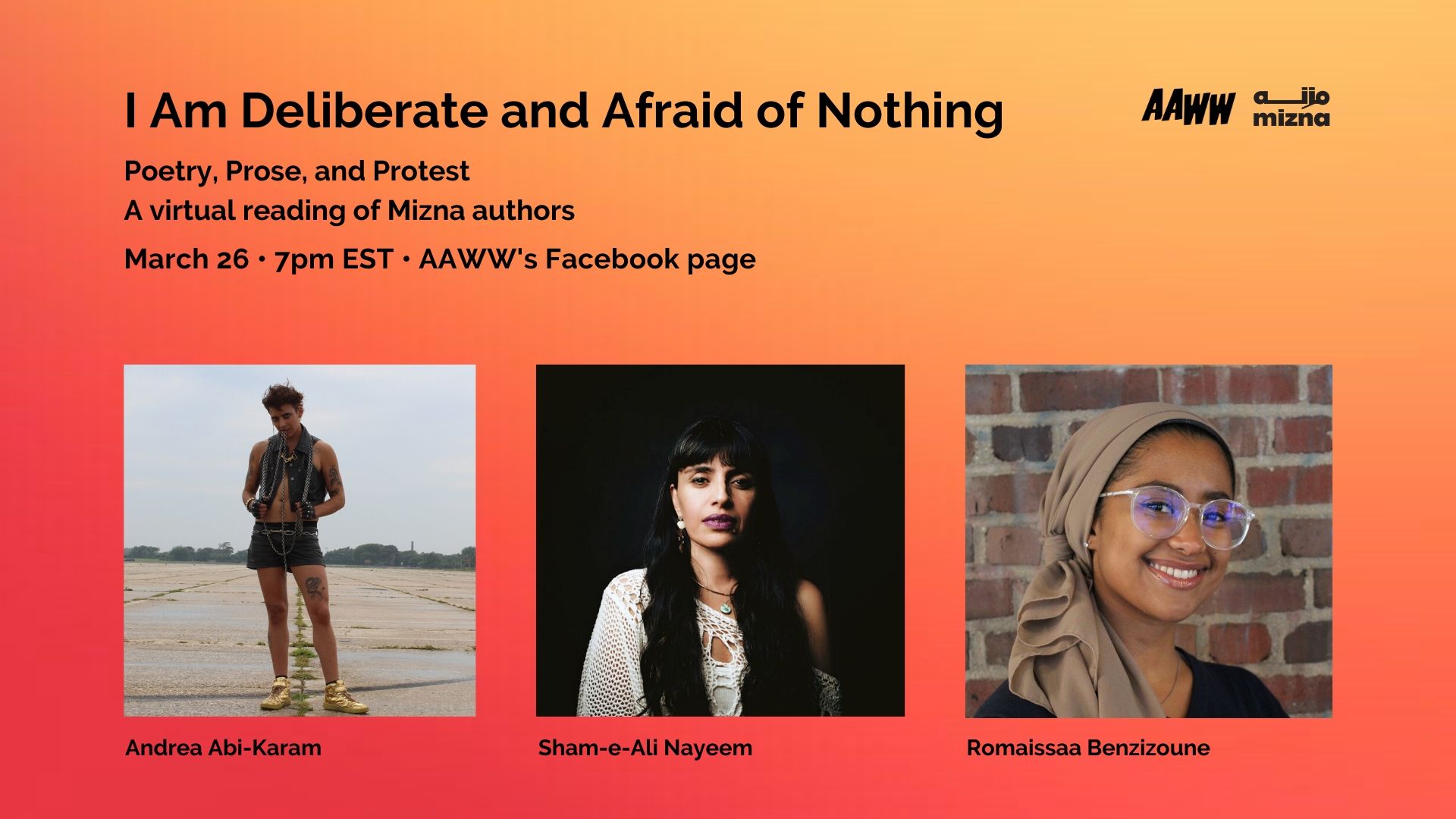 VIRTUAL EVENT: I Am Deliberate and Afraid of Nothing: Poetry, Prose, and Protest