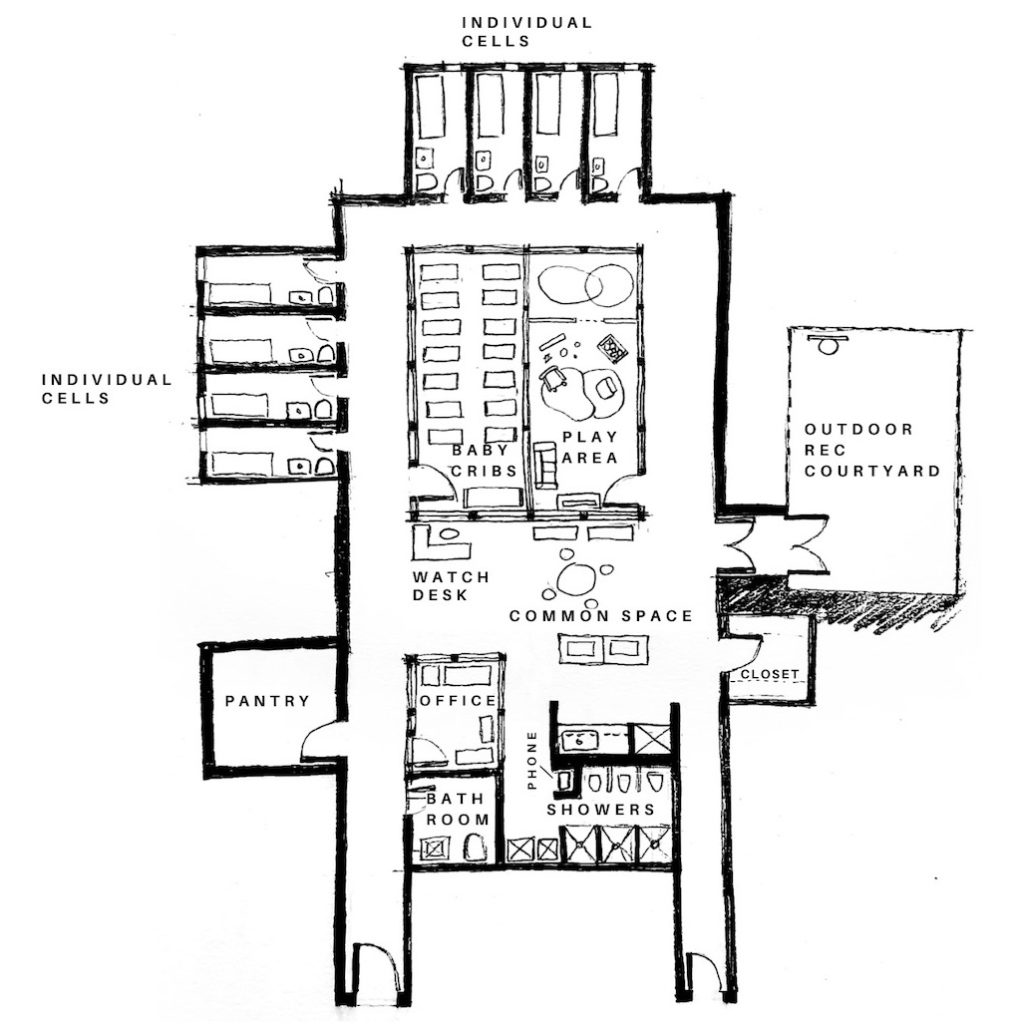 [Image Description: floor plan of a nursery in a jail/prison] 