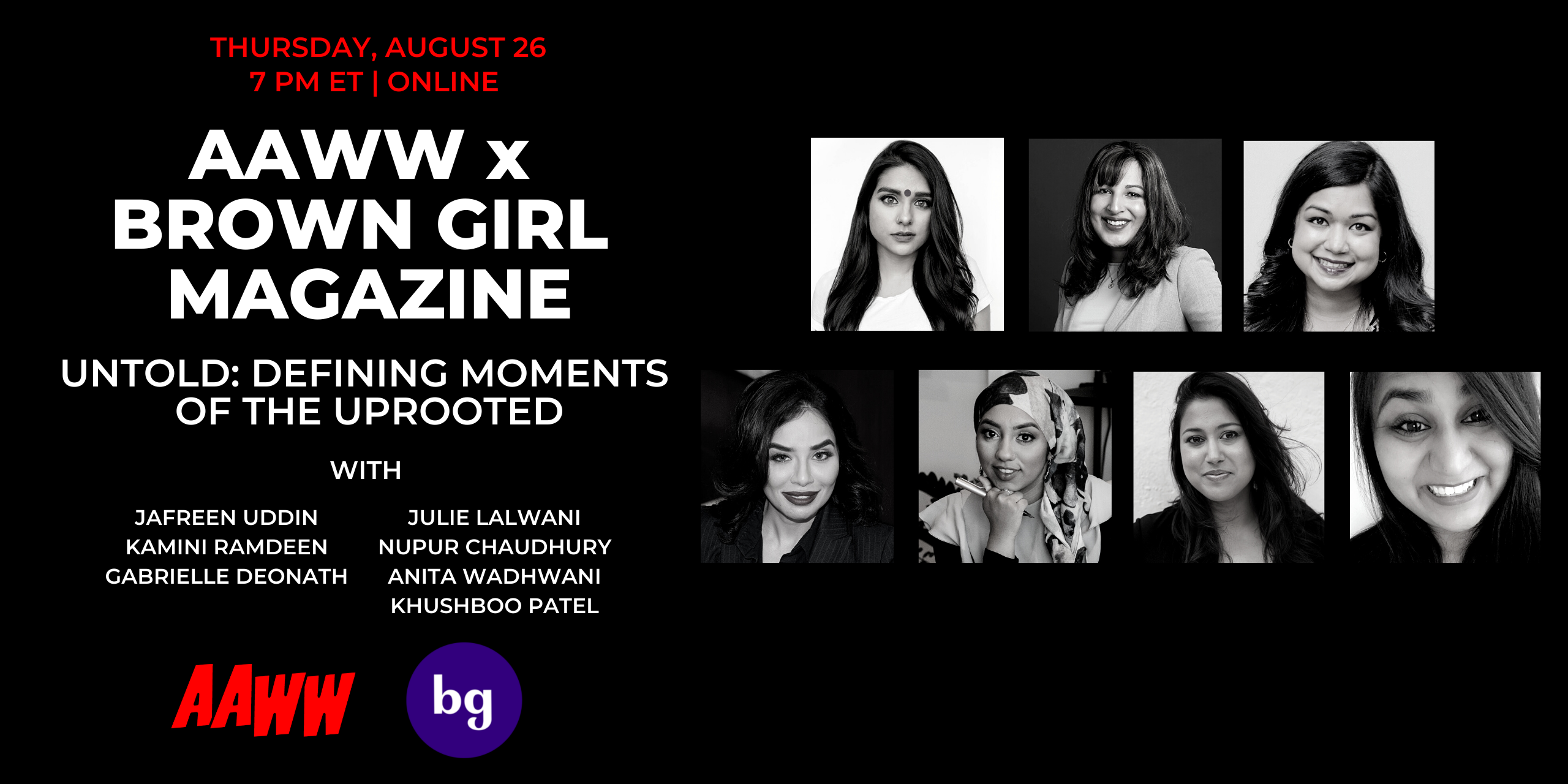 AAWW x Brown Girl Magazine: untold: defining moments of the uprooted