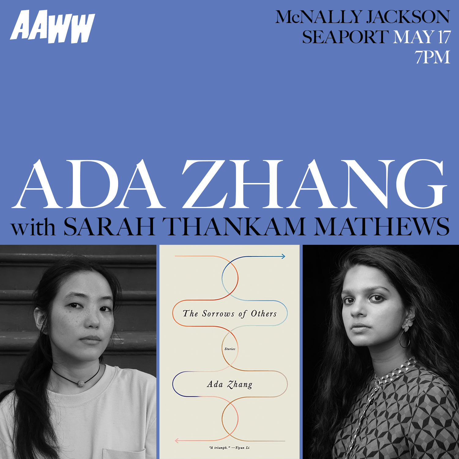AAWW & McNally Jackson present: Ada Zhang's The Sorrows of Others with Sarah Thankam Mathews