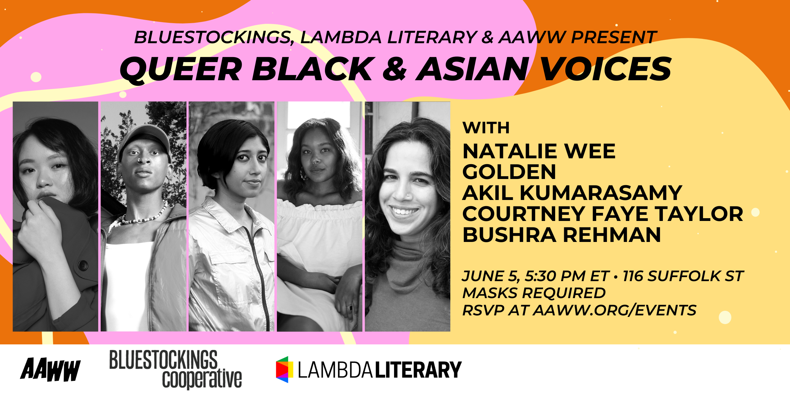 Bluestockings Bookstore, Lambda Literary, and AAWW Present: Queer Black and Asian Voices
