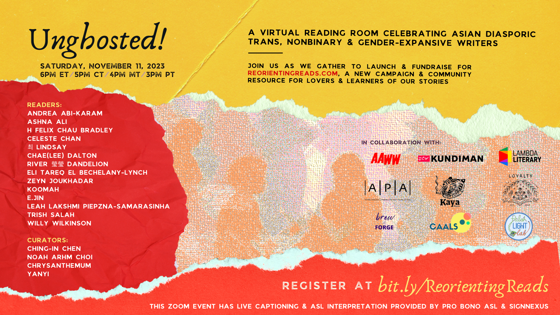 [VIRTUAL] Unghosted! A Virtual Reading Room Celebrating Asian Diasporic Trans, Nonbinary & Gender-Expansive Writers